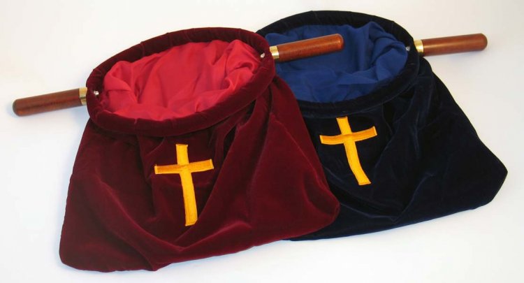 Offering Bag w/Cross Red XL - Shalom